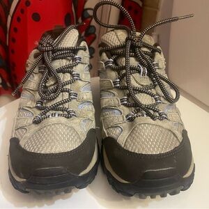 Merrell Women's Hiking Shoes in Light Gray with Blue Accents